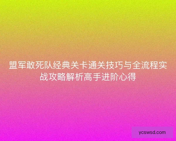 盟军敢死队经典关卡通关技巧与全流程实战攻略解析高手进阶心得