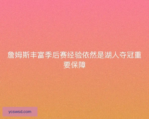 詹姆斯丰富季后赛经验依然是湖人夺冠重要保障